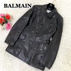 BALMAIN バルマン ラムレザージャケット コート 黒 9(L相当)