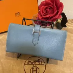 ❣️エルメス❣️HERMESベアン 新型 三つ折り財布ブルージーン✨ヴォーエプソン✨