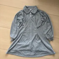 SHEIN ポロシャツスタイルのグレーの長袖ワンピース