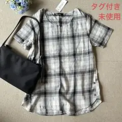 未使用タグ付きdanaho 半袖チェックカットソー M