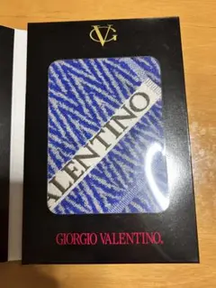 ★新品未使用★Giorgio Valentino 青白ストライプタオルハンカチ