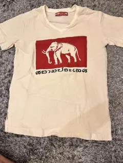 SKY 象プリント Tシャツ Sサイズ クリーム色