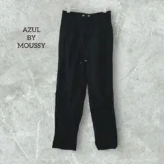 アズールバイマウジー リネンブレンド ストレッチパンツ バックゴム 黒