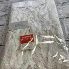 オフホワイト 花柄バテンレース　カフェカーテン85×45cm 未使用品