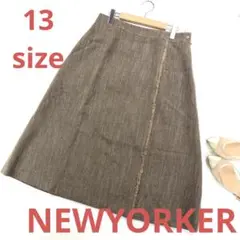 NEWYORKER 大きいサイズ ヘリンボーンツイードスカート 4810