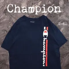 Champion Tシャツ 企業ロゴ　ネイビー　XL