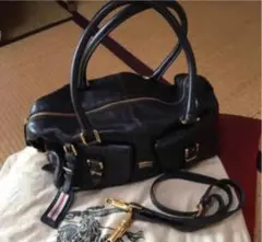 BURBERRY プローサム バーバリー レザー ブラック ハンドバッグ