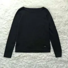 現行 FOXEY 40サイズ ボートネックニット ブラック 41458 ウール