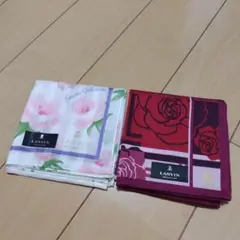 LANVIN 花柄・ローズ柄 ハンカチセット