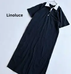 Linoluceリノルーセ　しまむら　ラガーシャツワンピース　ロング　黒　M