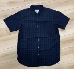 BEAMS M ネイビー チェック 半袖シャツ
