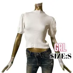 ⭐️A774⭐️ GRL ♥ 無地 クロップド パフスリーブハイネックリブニット