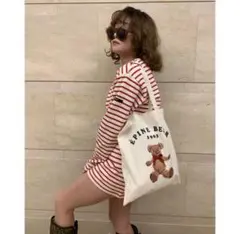 テディベアプリント トートバッグ