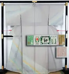 夏物 本場結城紬 訪問着 証紙付き 落款入り 銀糸織り込み 正絹 11340