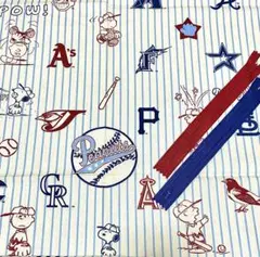 スヌーピー×メジャーリーグ MLB 野球 薄手 生地 はぎれ ハンドメイド