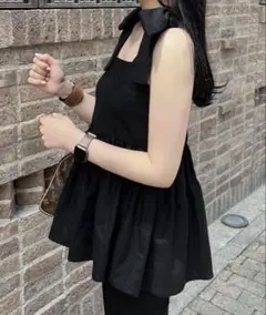 ACYM アシームリボン2way ribbon shoulder トップス 黒