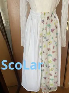 スカラー scolar 食べ物 お寿司 カラフル プリント ロングスカート