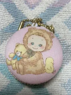 ♪ハンドメイド♪マカロンコインケース♪ぷにぷにキャンディ・ピンク♪5羽のひよこ♪