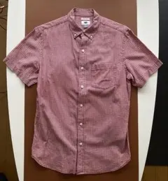 【OLDNAVY】　スリムフィット 半袖シャツ 赤チェック Mサイズ