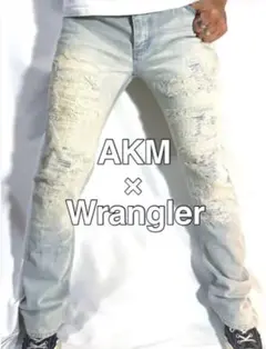 AKM×Wrangler|クラッシュリペアデニムSフレアブーツカットラングラー