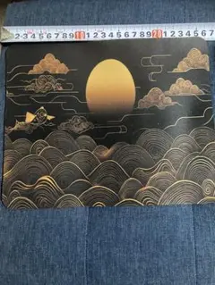 波と雲デザイン マウスパッド 約26cm 日本の風景　かつての画法