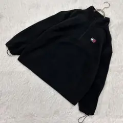 TOMMY JEANS ハーフジップフリース ブラック M シンプル