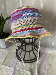 ハンドメイド　クロシェハット　マルチ　コットン