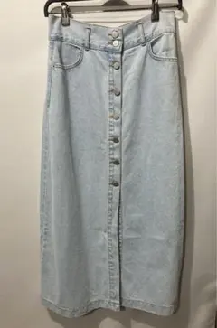 デニムロングスカート 前ボタン