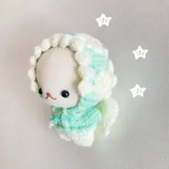 ちびぐるみ 服 ぬい服 帽子 天使ルック♡薄緑色
