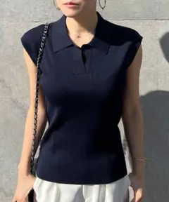 ⭐︎新品未使用⭐︎ JENNEフレンチスリーブサマーニット L ネイビー