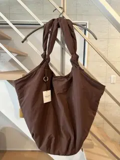 完売　サロンアダムエロペ　パフナイロントートバッグ　ブラウン