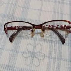 ワインレッド 透かし模様 メガネ