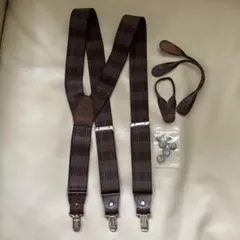 ブラウン チェック柄 メンズサスペンダー
