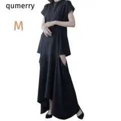 qumery. 黒 サイドカットワンピース Mサイズ レーヨン　もっちり