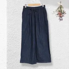 無印良品　デニムワイドパンツ　イージーパンツ【S】インディゴブルー　ゆったり