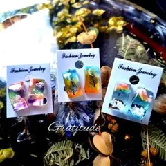 ハンドメイドピアス　セット　まとめ売り　空　アクセサリー　空　虹