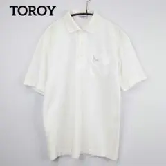 TOROY ポロシャツ【М】 日本製 綿ポリ混 白 ホワイト 胸ポケット付き