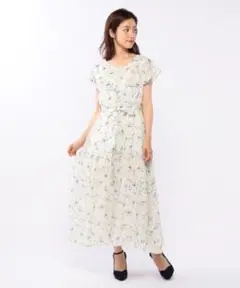美品 MISCH MASCH ラッフル衿小花柄ワンピース ホワイト