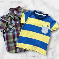 100 キッズ 男の子　peda&madat チェック シャツ　Tシャツ　セット