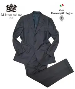 美品✨【高級ゼニア】Mitsumine　セットアップ　スーツ　A5 ネイビー 本物 Mitsumine×Zegna】スーツセットアップ 高級生地 裏地総柄