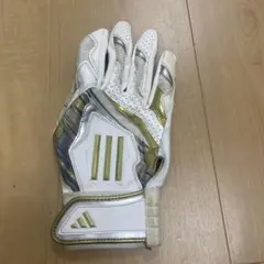 adidas バッティング用手袋 ホワイト/ゴールド