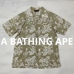 A BATHING APE 00s フラワー柄 コットン アロハシャツ　半袖　M