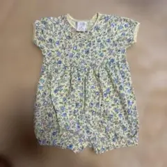 美品　GAP 半袖Tシャツロンパース　黄色　花柄　80 女の子　前ボタン　夏