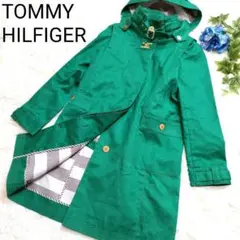 TOMMY HILFIGER 金ボタン 装飾 ステンカラー コート グリーン