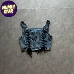 archive grunge butterfly denim bustier
