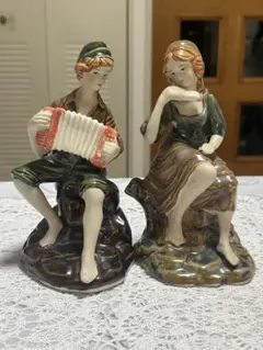イタリア製　CAPODIMONTE　カポディモンテ　陶人形　2点　C　6520A アンティーク】カポディモンテ イタリア製 陶器人形 capodimonte