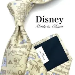 【美品】 Disney ディズニー ネクタイ 総柄 クリーム ミッキー マウス