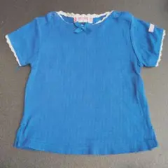 mezzo piano 青 リボン付き Tシャツ 90cm メゾピアノ