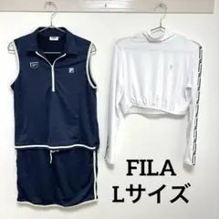 FILA GOLF ロゴ刺繍 インナーセット ハーフジップ ワンピース　L