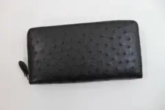 【最上級品】オーストリッチ 財布 本革 ブラック 新品 フルポイント ラウンド